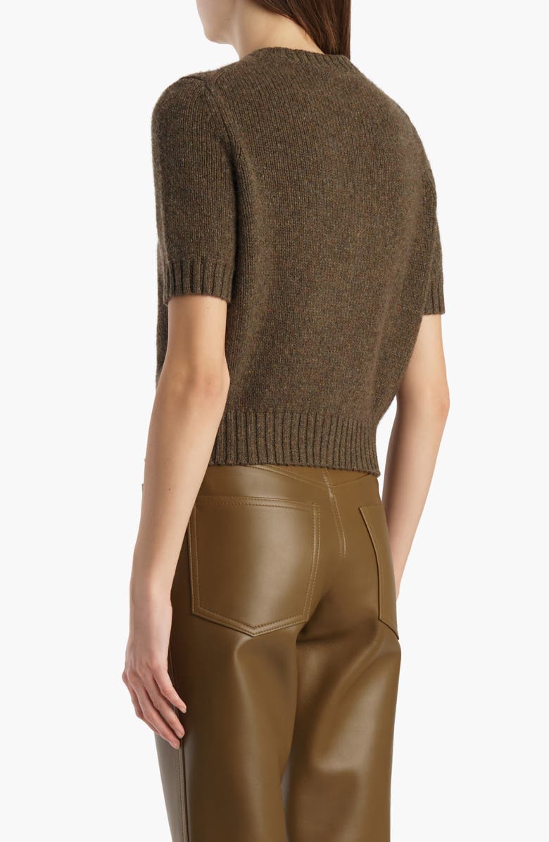 Khaite Nora Short Sleeve Stretch Cashmere Cardigan, Alternate, color, Artichoke