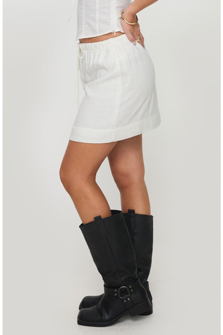 Linen Blend Drawstring Miniskirt, Alternate, color, WHITE