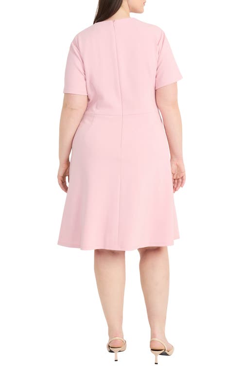 Maggy London Plus Size Pintucked Fit & Flare Dress In Shell Pink