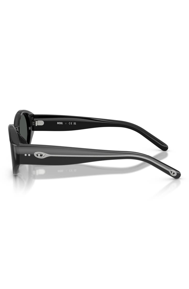 DIESEL<sup>®</sup> 52mm Oval Sunglasses, Alternate, color, Solid Black / Solid Black