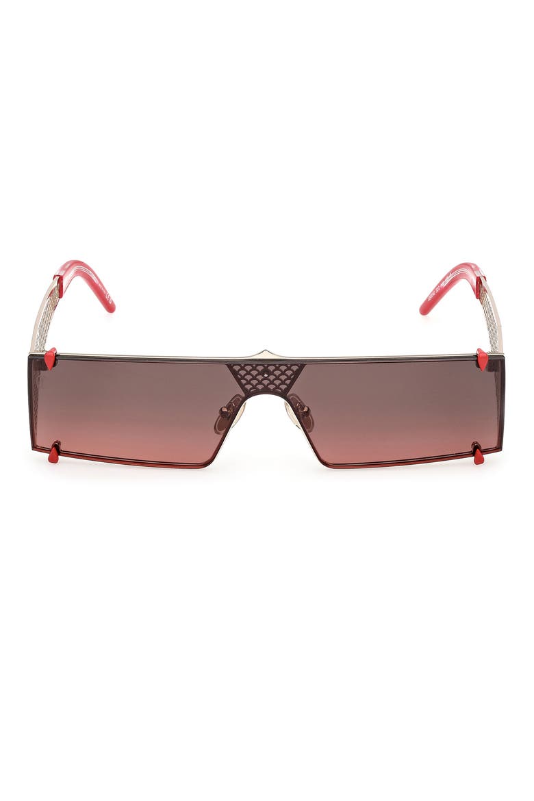 140mm Oversize Shield Sunglasses, Main, color, GOLD / RED / ZEISS GRADIENT