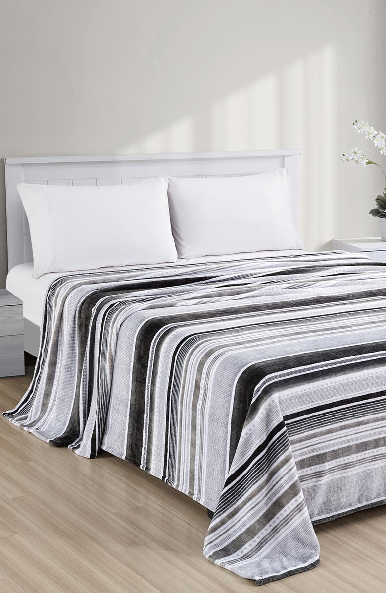 Luxury Home Stripe Fleece Throw Blanket, Alternate, color, Cole