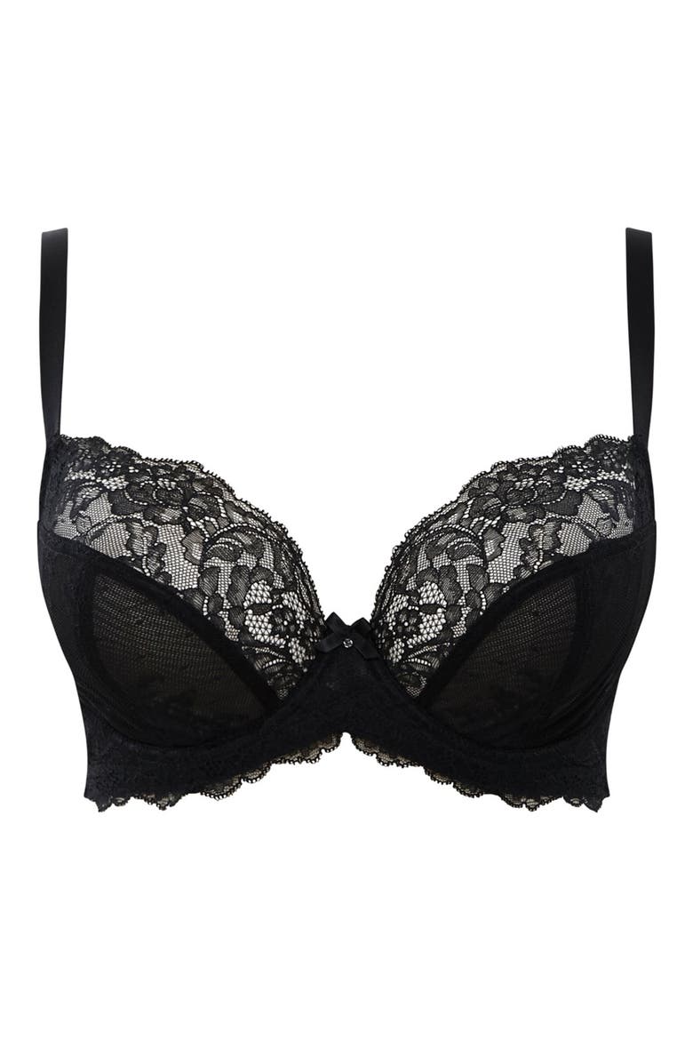 Ana Underwire Stretch Lace Plunge Bra, Alternate, color, BLACK