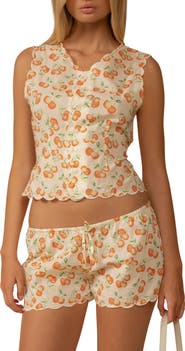 MONTCE Cherry Sherbet Scalloped Crop Cotton Cover-Up Vest