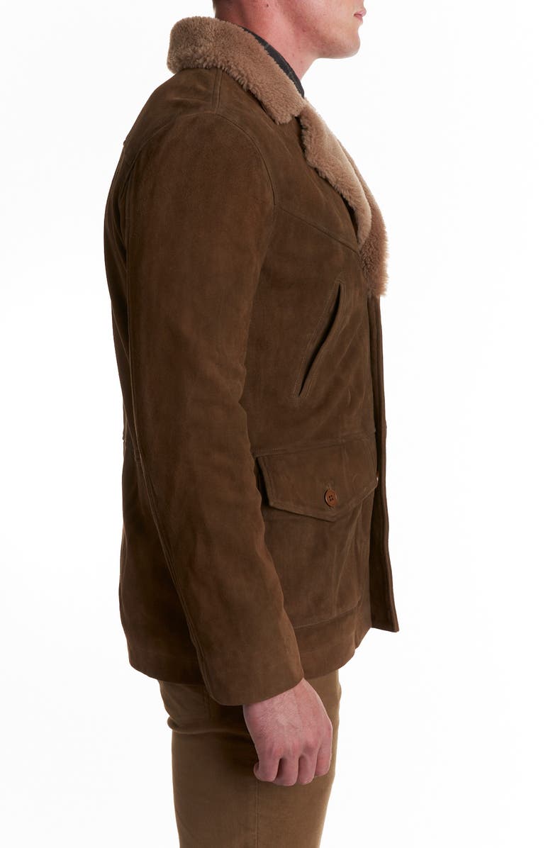 Billy Reid Bruce Genuine Shearling Trimmed Goat Suede Jacket, Alternate, color,
