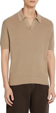 ZEGNA Waffle Stitch Premium Cotton Polo Sweater