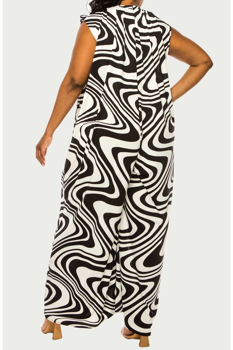 Ortega Printed Sleeveless Wide Leg Jumpsuit, Alternate, color, BLACK/WHITE