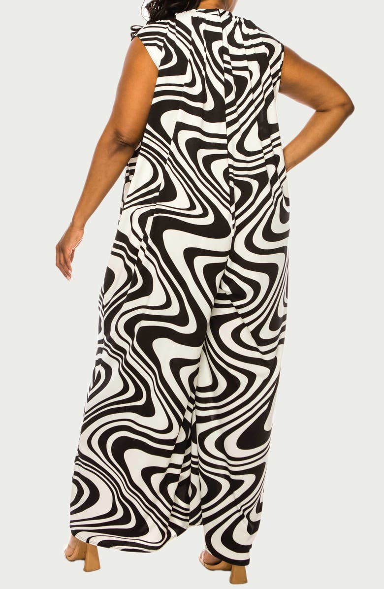 L I V D Ortega Printed Sleeveless Wide Leg Jumpsuit, Alternate, color, Black/White