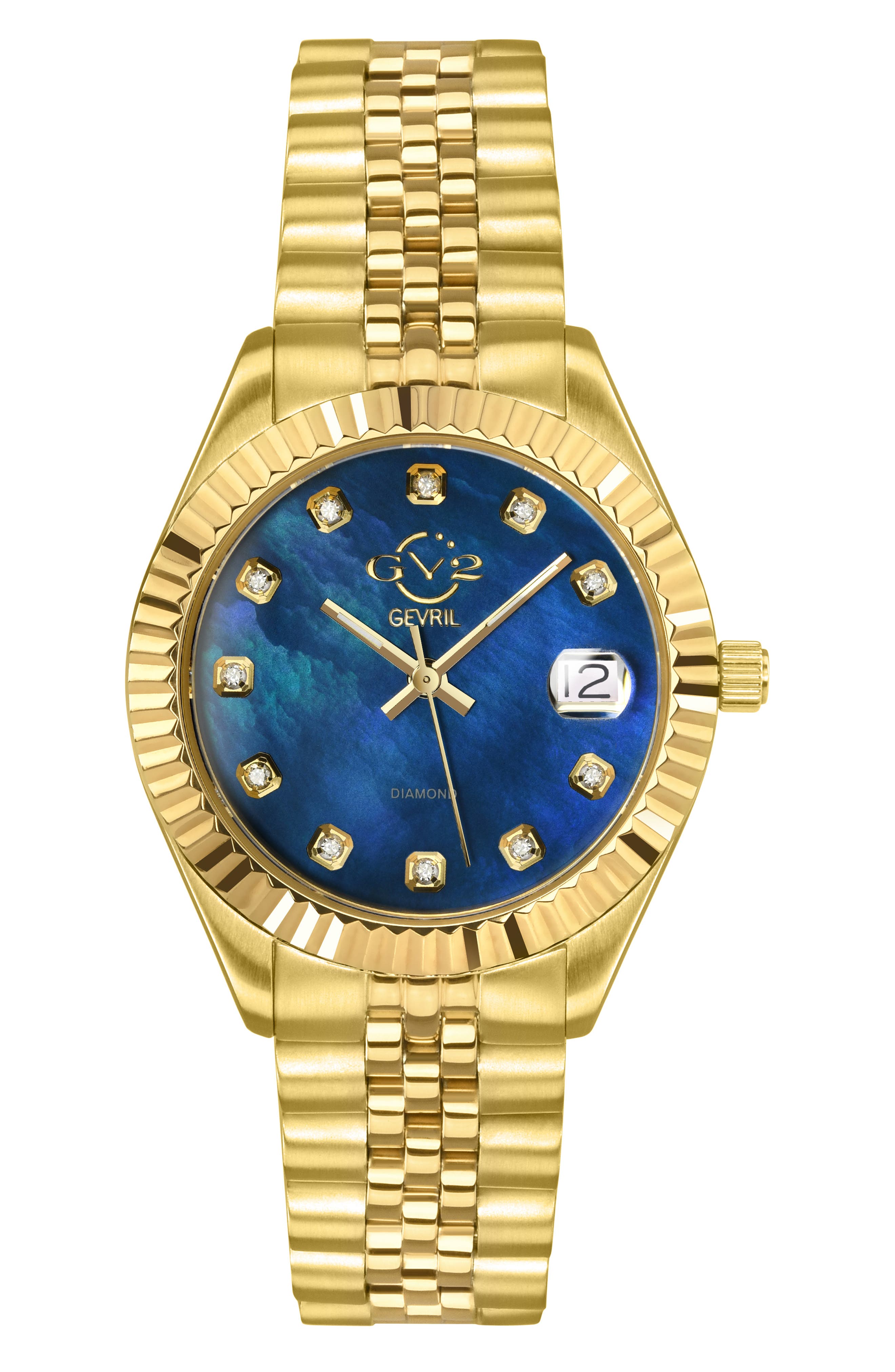 GEVRIL Naples Mother-of-Pearl & Diamond Bracelet Watch, 34mm