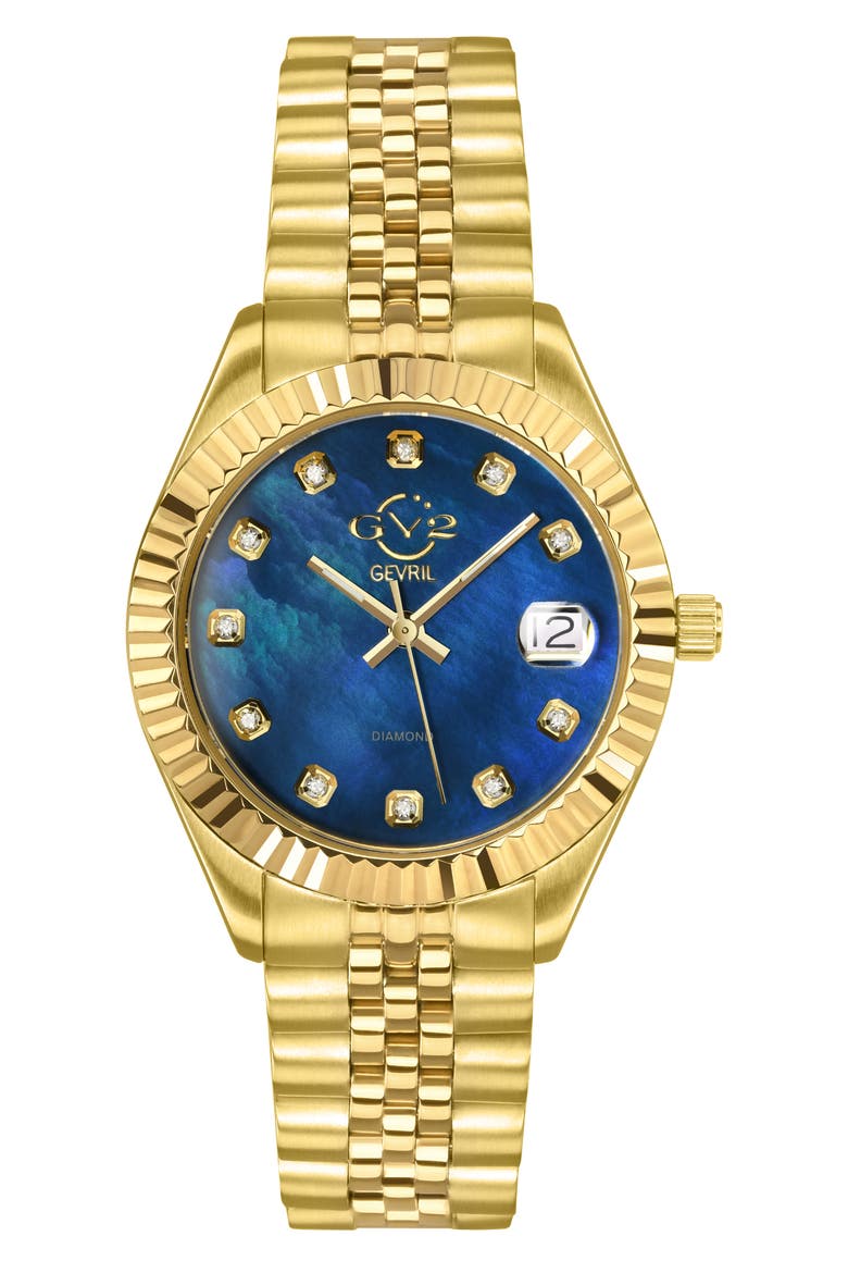 Naples Mother-of-Pearl & Diamond Bracelet Watch, 34mm, Main, color, GOLD