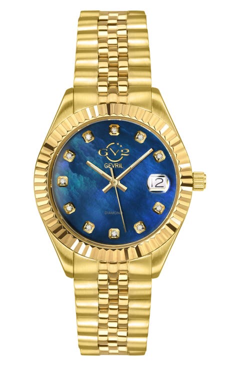 Naples Mother-of-Pearl & Diamond Bracelet Watch, 34mm