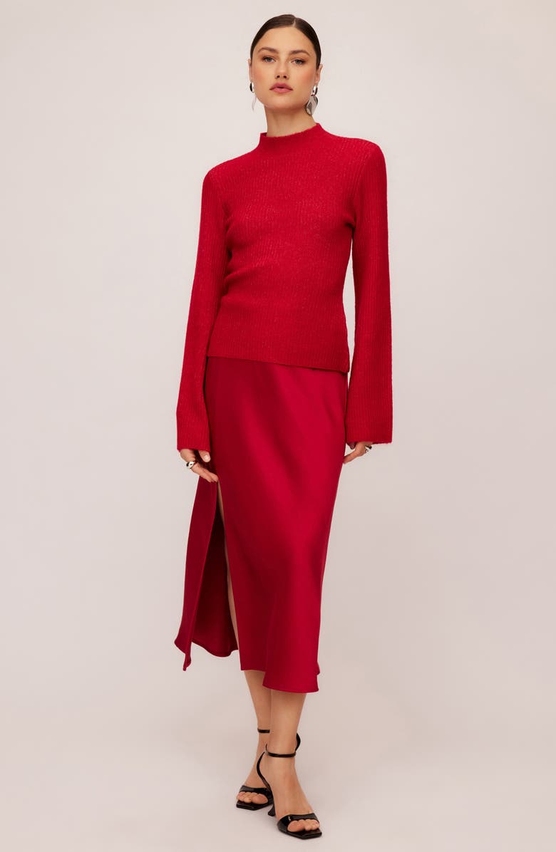 FIFTEEN TWENTY Brielle Flare Sleeve Mock Neck Sweater, Alternate, color, Red