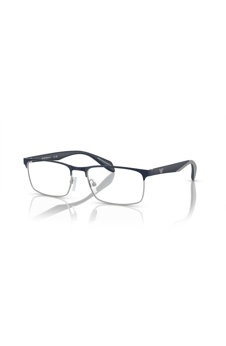 Emporio Armani 56mm Rectangle optical glasses, Main, color, Silver