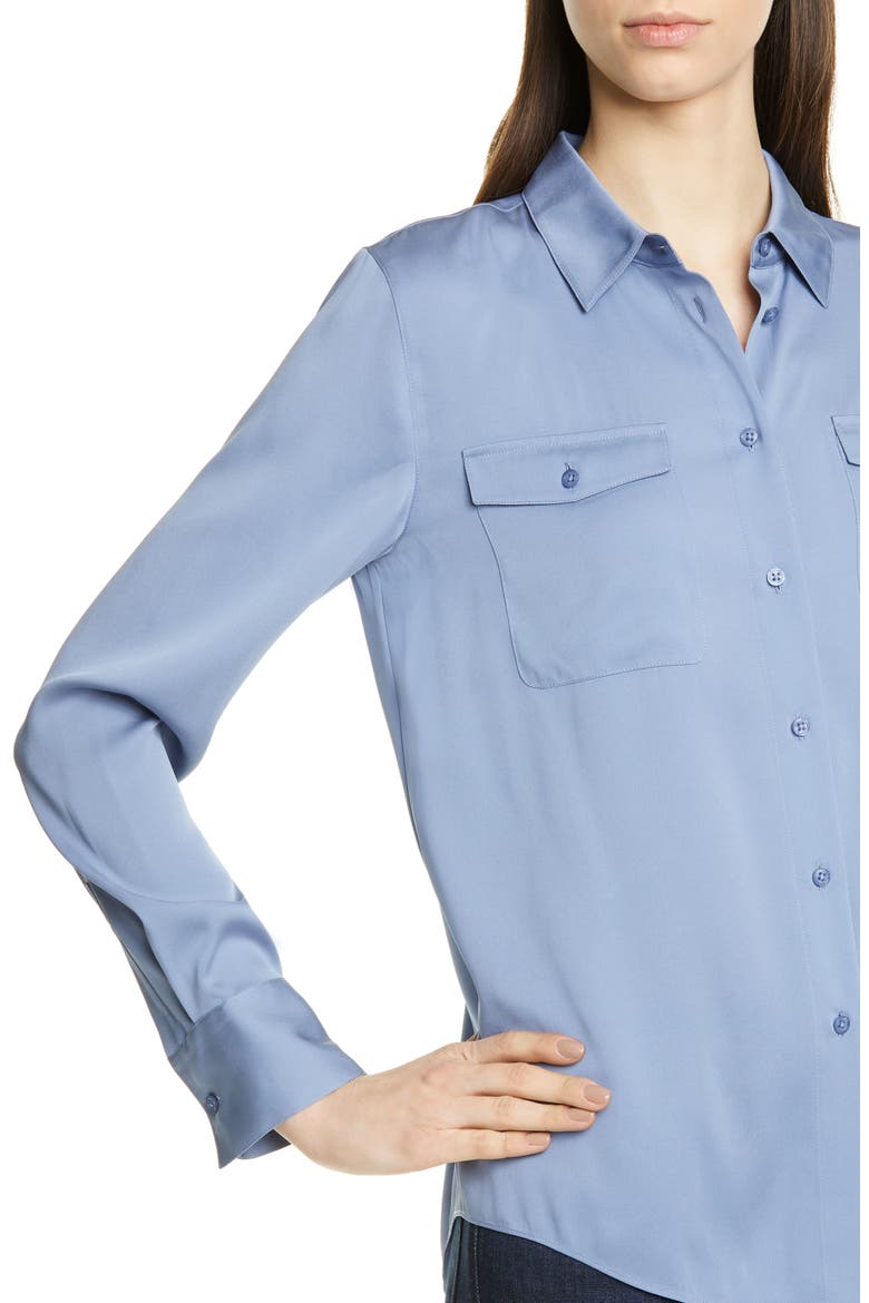 Two-Pocket Stretch Silk Shirt, Alternate, color, BLUE COUNTRY