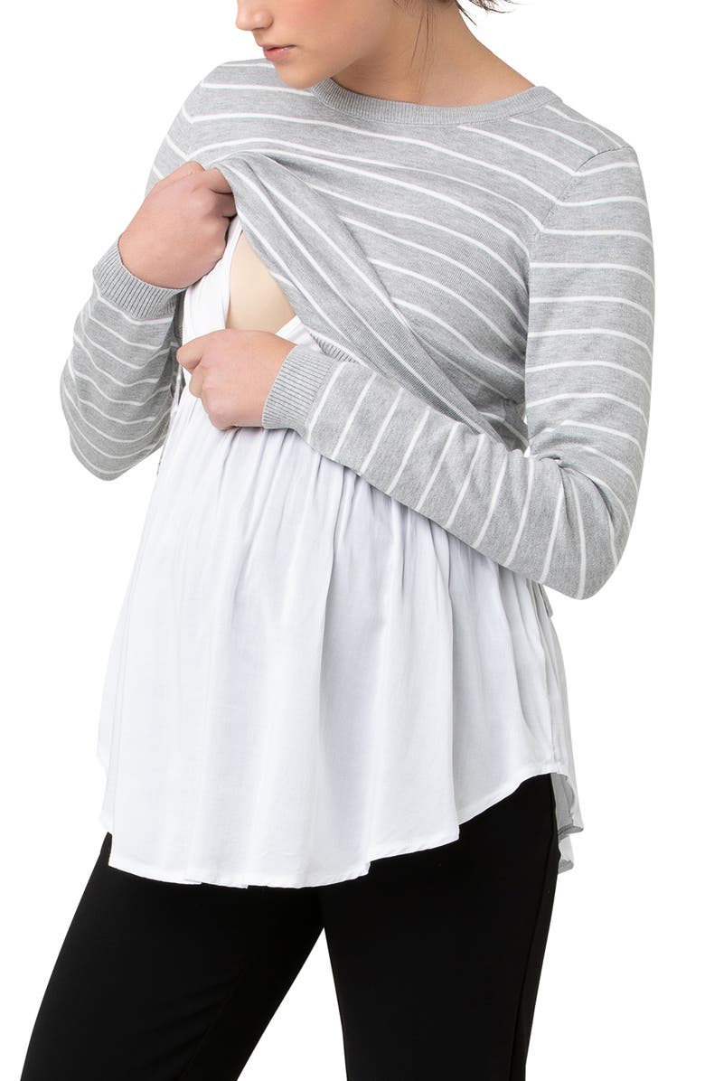 Ripe Maternity Sia Nursing Knit Silver Marle / White, Alternate, color, Grey