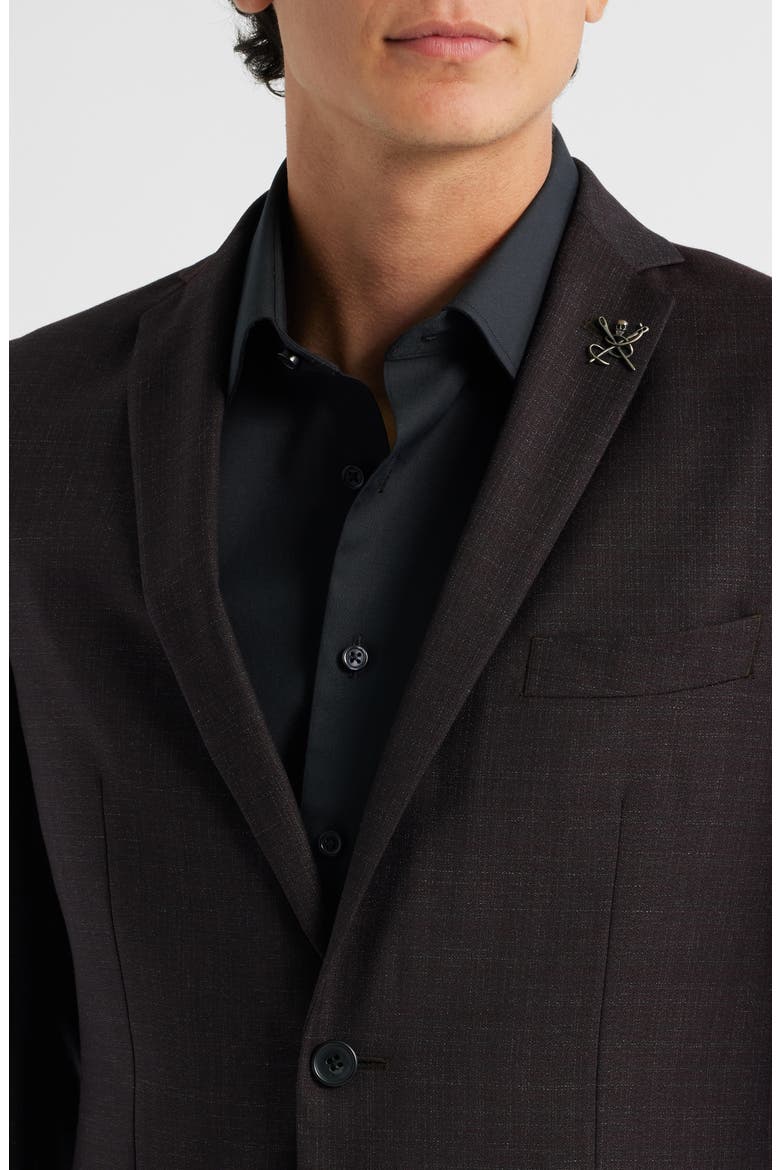 Varick Slim Fit Burgundy Slub Wool Suit, Alternate, color, BURGUNDY