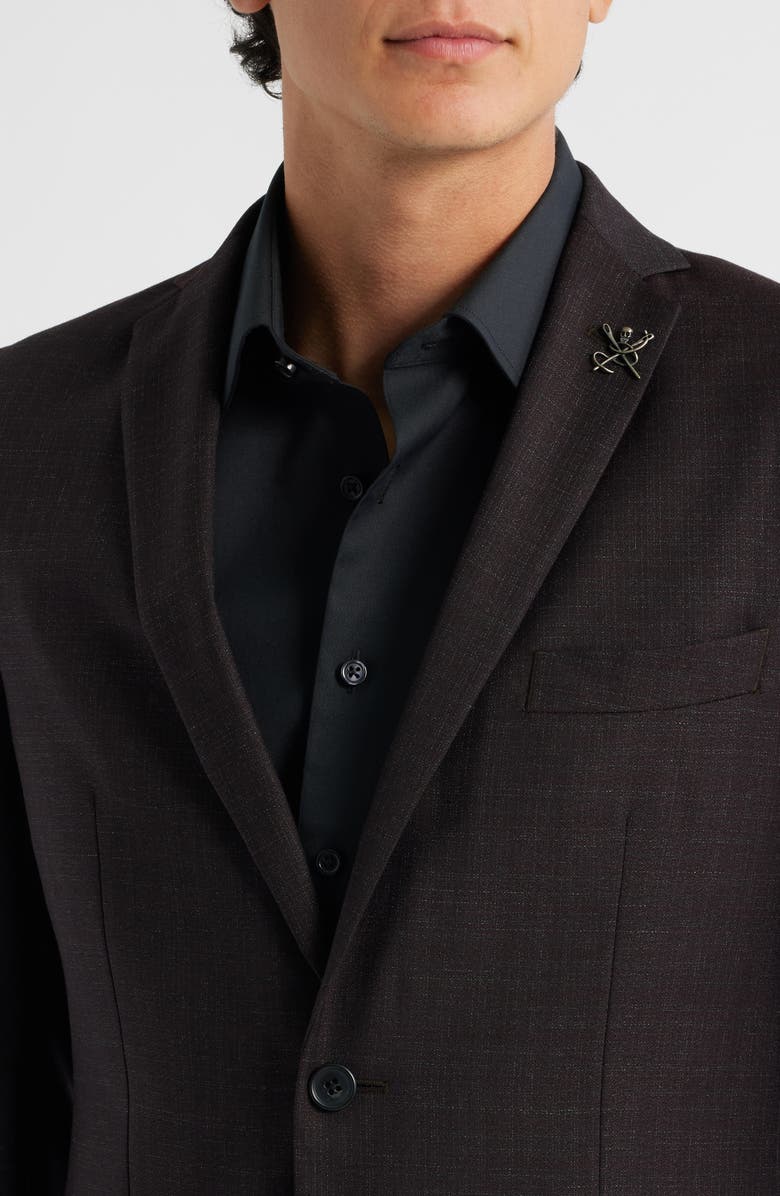 Varick Slim Fit Burgundy Slub Wool Suit