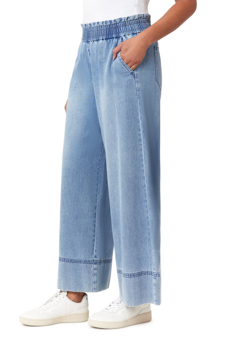 Drapey Stitch Detail Wide Leg Jeans, Alternate, color, MORGAN