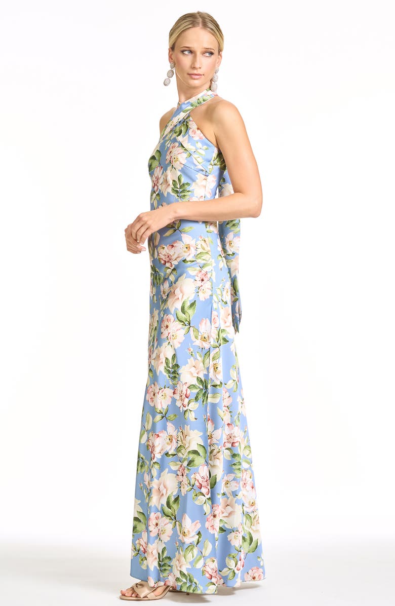 Sachin & Babi Laurant Floral Halter Gown, Alternate, color, Twilight Camellias