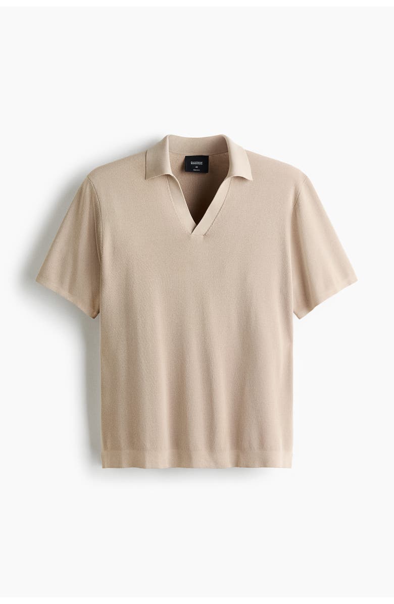 H&M Cooling Regular Fit Knitted Polo Shirt, Main, color, Light Beige