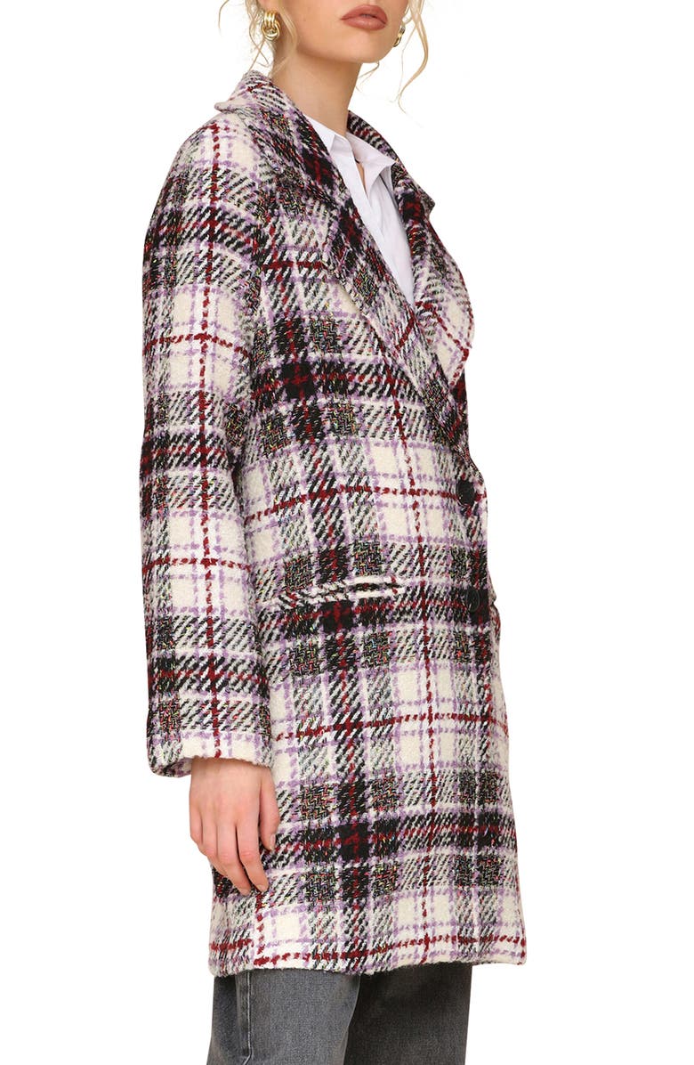Avec Les Filles Plaid Midi Coat, Alternate, color, 