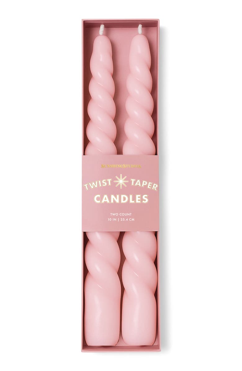 Sunshine Studios Twist Taper Candles, Main, color, Pink