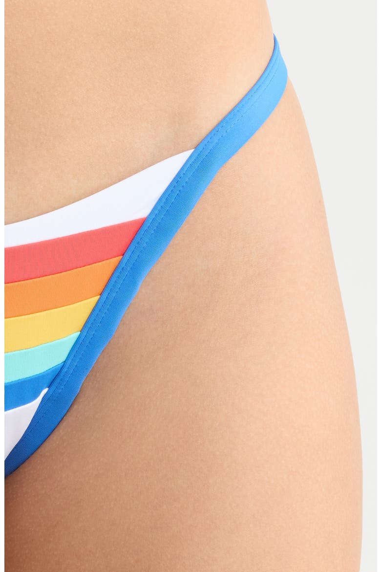Surf Stripe Cheeky Bikini Bottoms, Alternate, color, WHITE