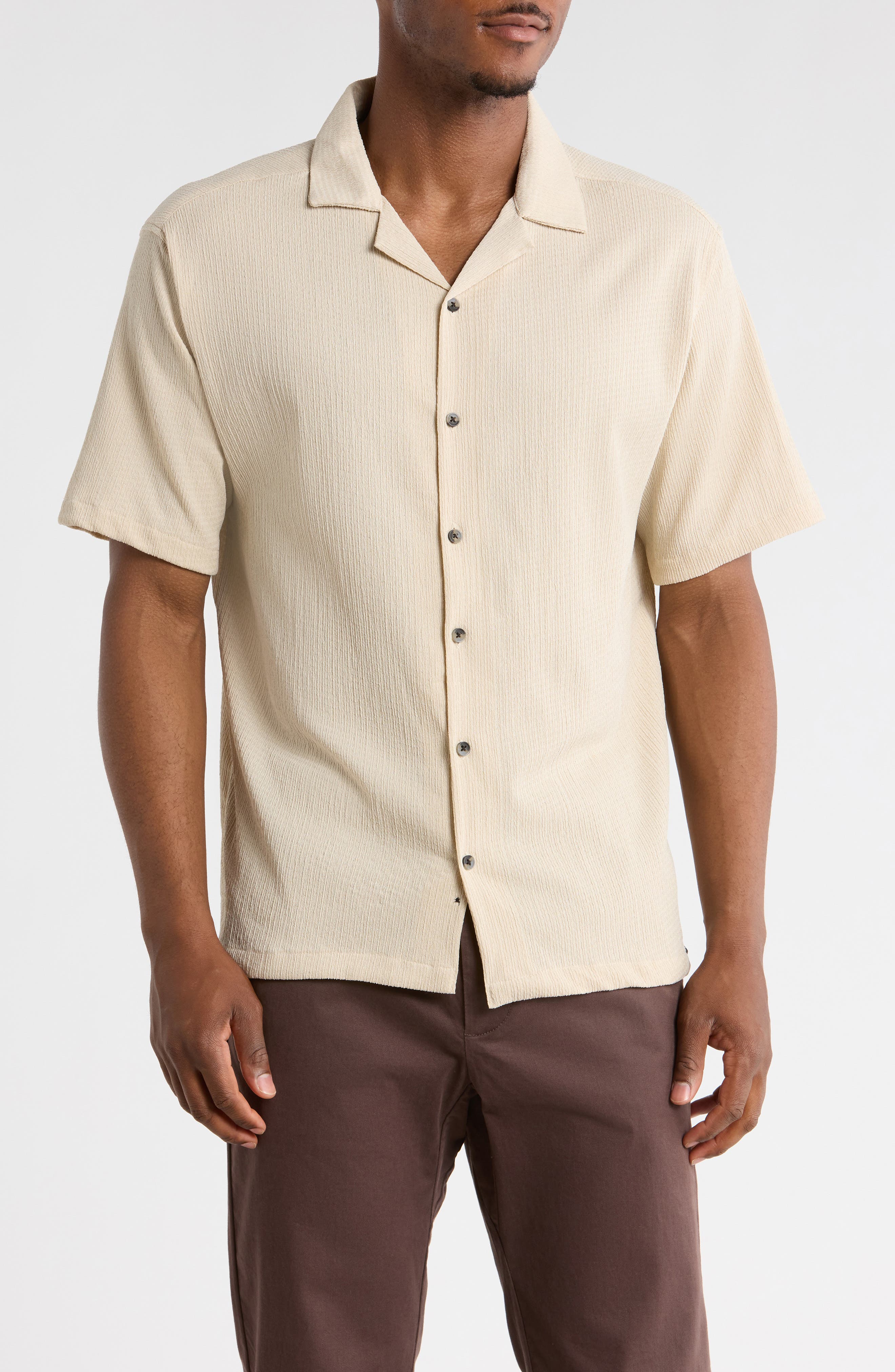 Relaxed Fit Textured Camp Shirt