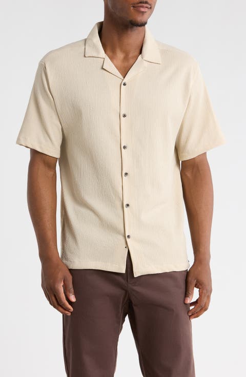 Relaxed Fit Textured Camp Shirt