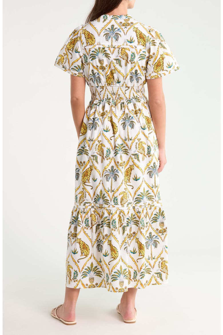 Belraj Tiered Cotton Poplin Maxi Dress, Alternate, color, WHITE-CAMEL