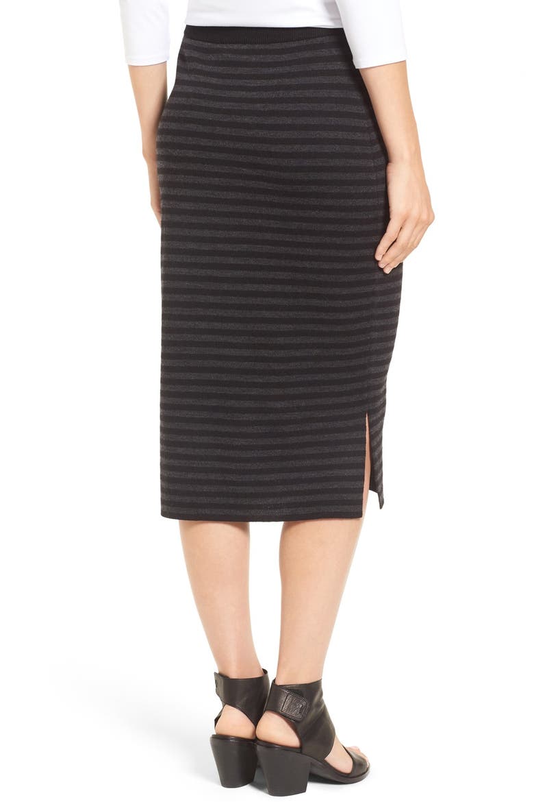 Merino Wool Blend Double Knit Stripe Pencil Skirt, Alternate, color, CHARCOAL/ BLACK