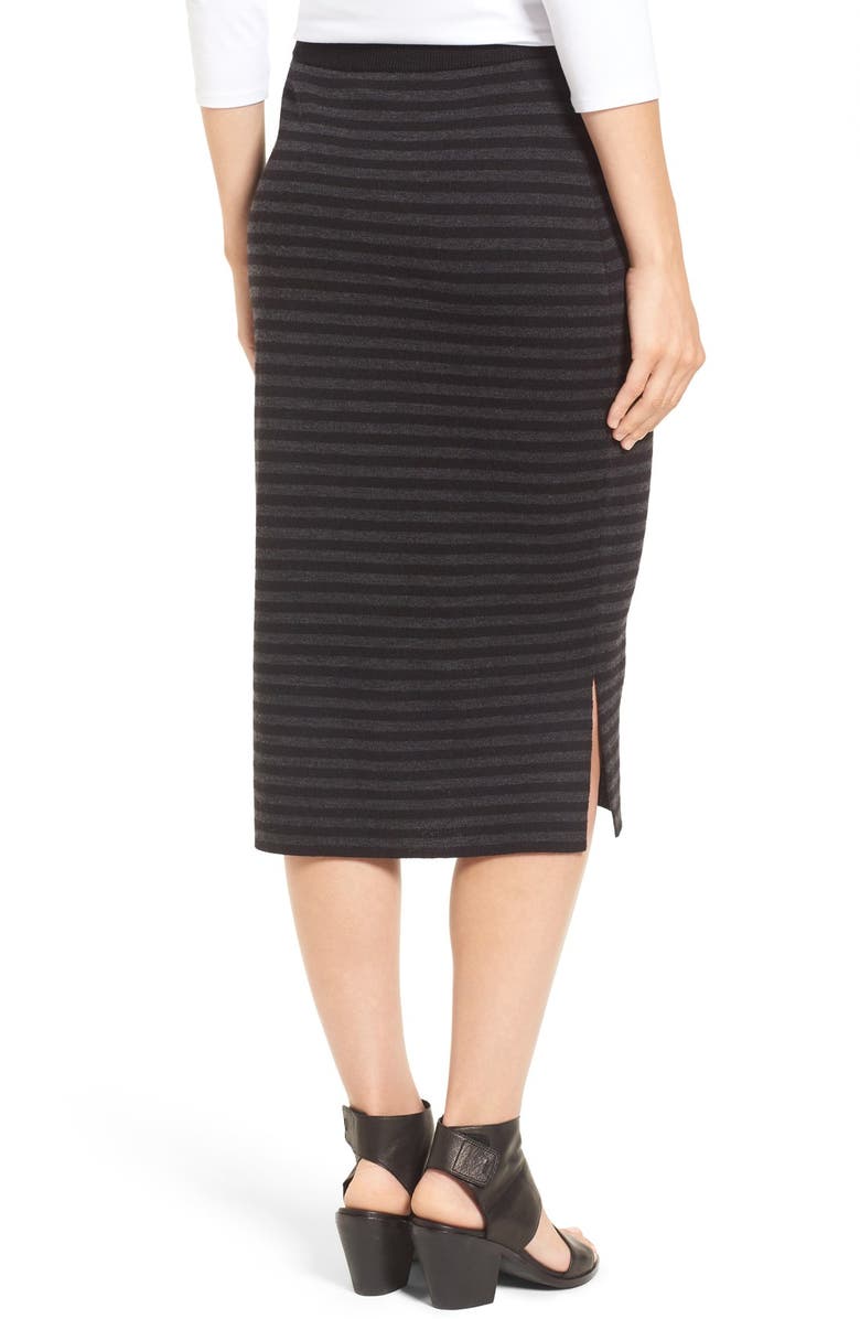 Eileen Fisher Merino Wool Blend Double Knit Stripe Pencil Skirt, Alternate, color, 