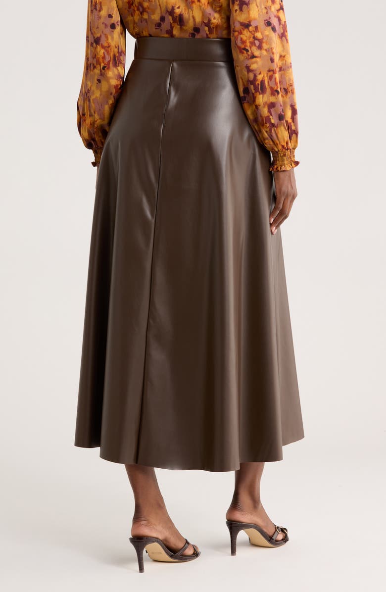 PATRIZIA LUCA Faux Leather Midi Skirt, Alternate, color, Brown