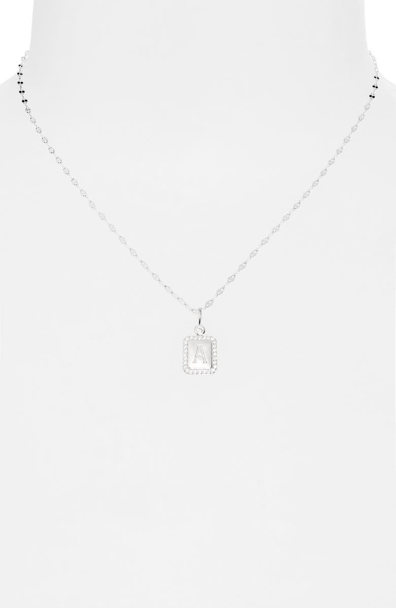 Leith Initial Pendant Necklace, Alternate, color, A- Clear- Silver
