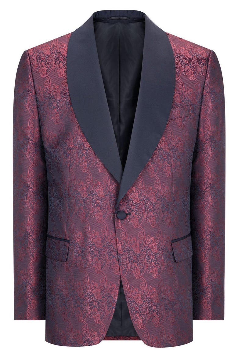 Metallic Paisley Tuxedo Jacket, Alternate, color, BURGUNDY