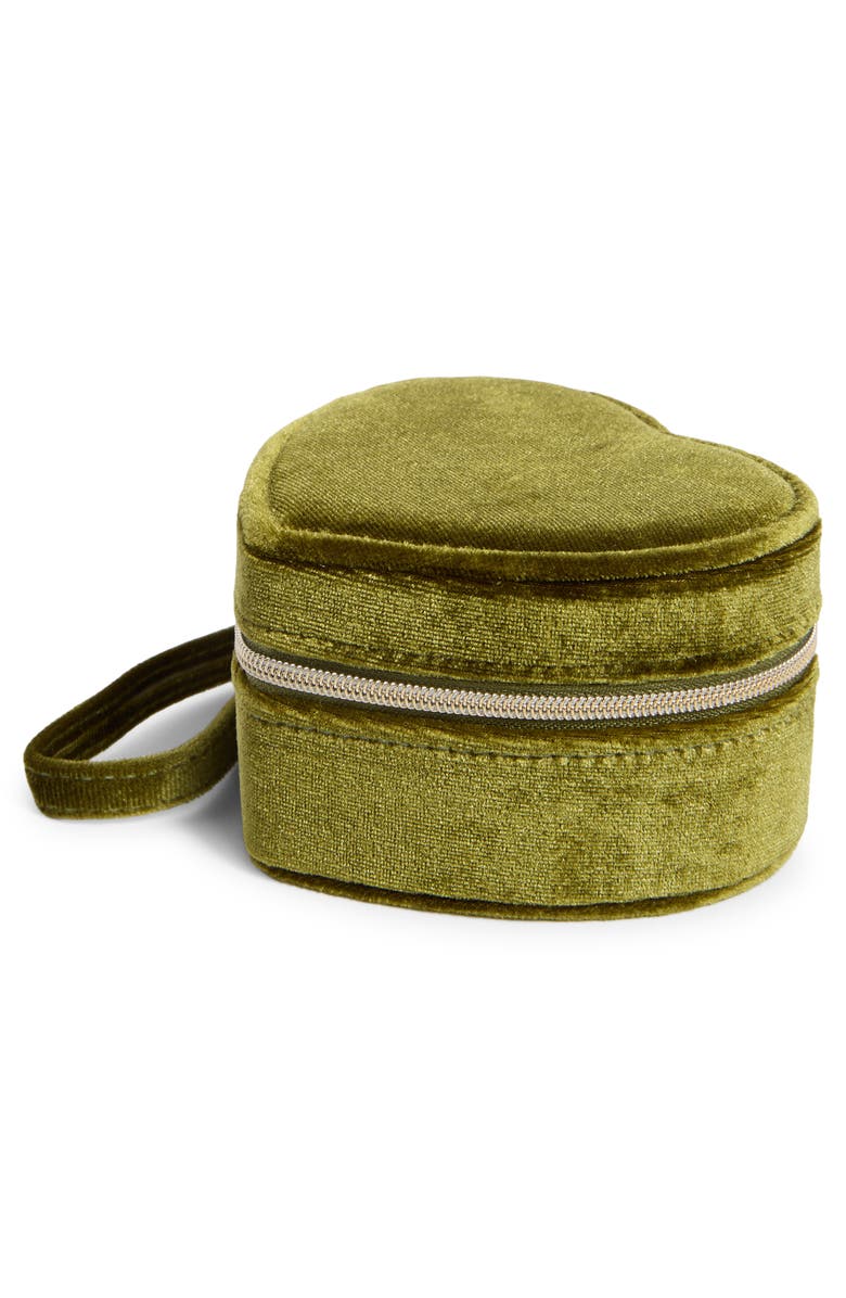 Nordstrom Velvet Heart Jewelry Box, Main, color, Dusty Green Velvet