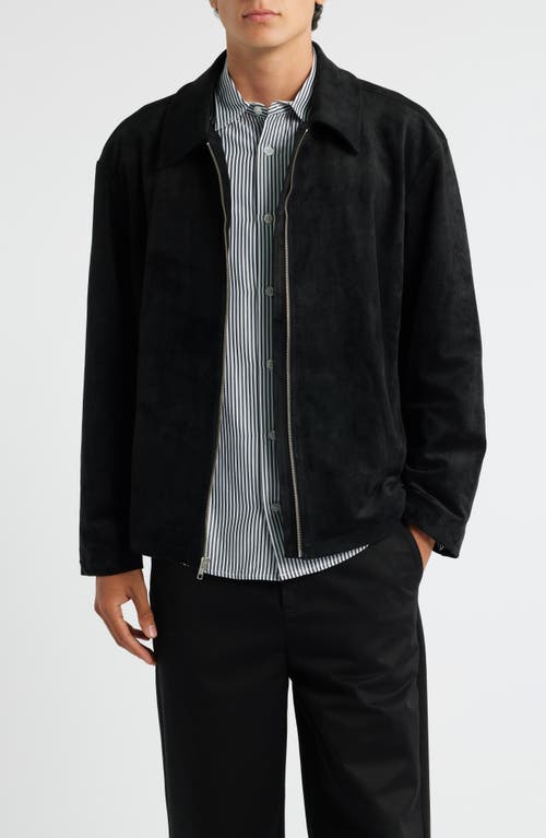 Krost University Faux Suede Jacket In Black