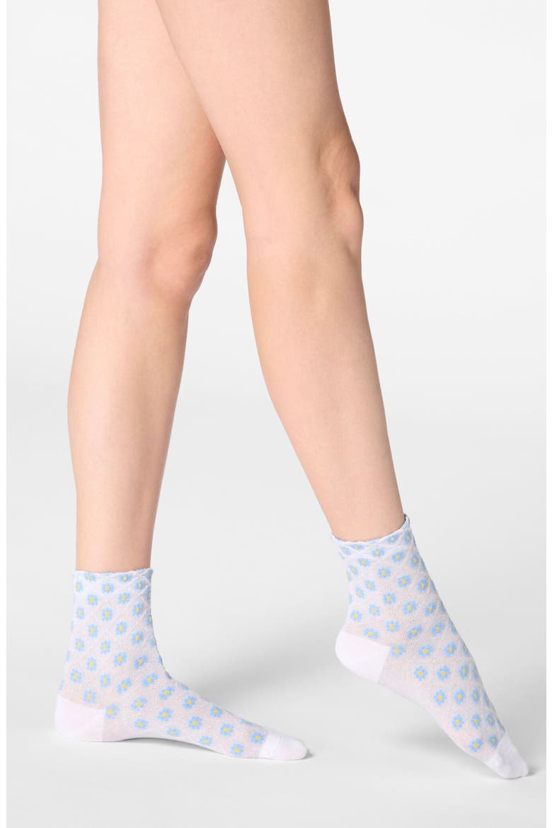 Tiny Bloom Ankle Socks, Alternate, color, SKY