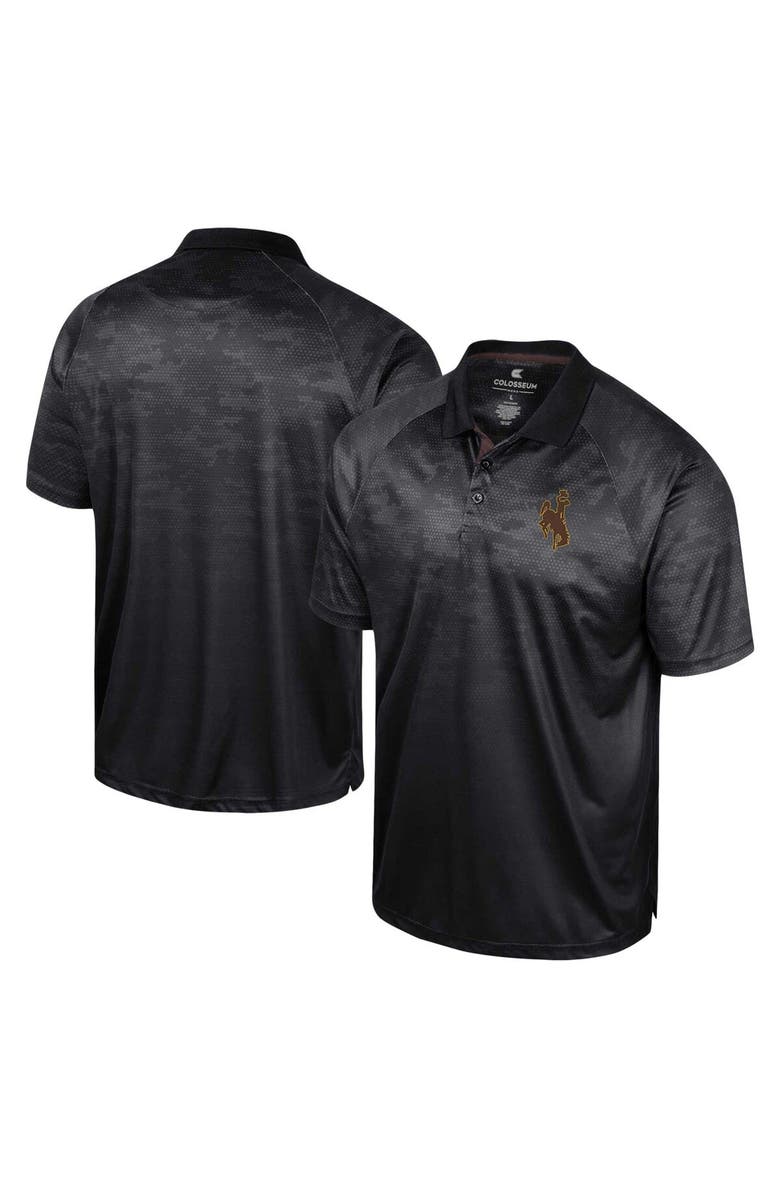 COLOSSEUM Men's Colosseum Black Wyoming Cowboys Honeycomb Raglan Polo, Main, color, Black