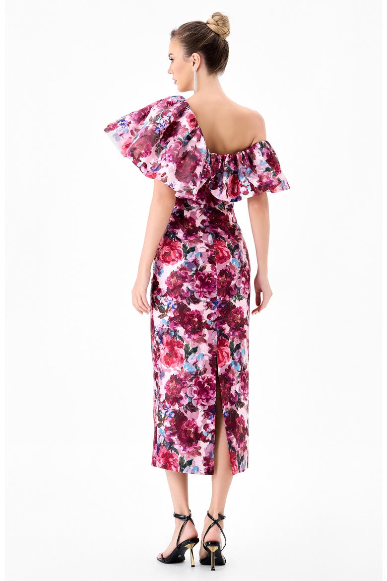 Gilea Ruffle Column Midi, Alternate, color, RED PRINT