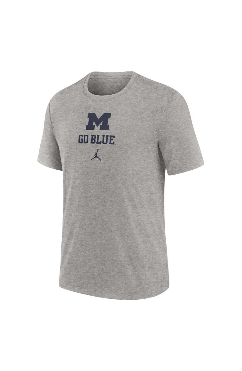 Jordan Brand Men's Jordan Brand Heather Gray Michigan Wolverines Campus Stack Tri-Blend T-Shirt, Alternate, color, Heather Gray