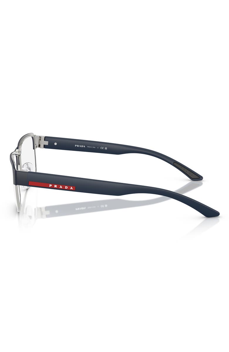 Prada Linea Rossa 56mm Rectangular Optical Glasses, Alternate, color, Grey Silver