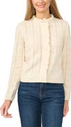 CeCe Ruffled Pointelle Cardigan