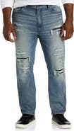 True Nation by DXL Big & Tall Worn-In Rip and Repair Tapered-Fit Jeans