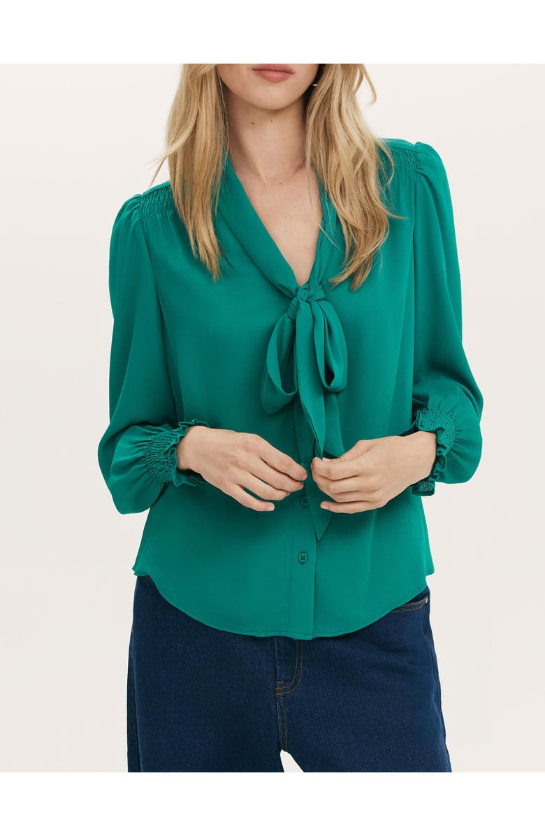 Finery London Mavis Chiffon Blouse, Alternate, color, Turquoise