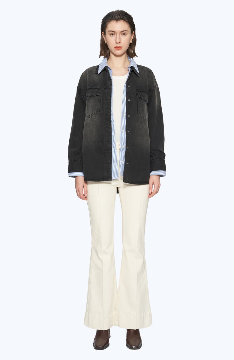 Bayeas Oversize Denim Shirt Jacket, Alternate, color, Black