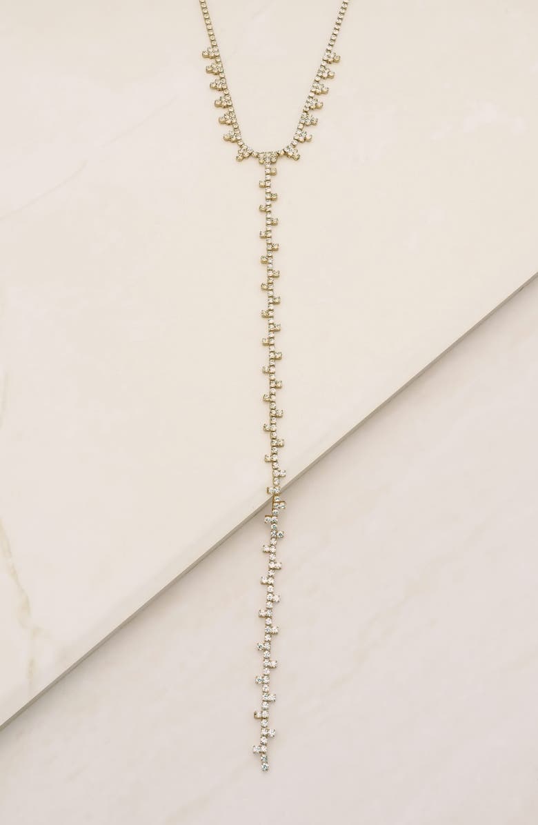 Ettika Crystal Y-Necklace, Alternate, color, Gold