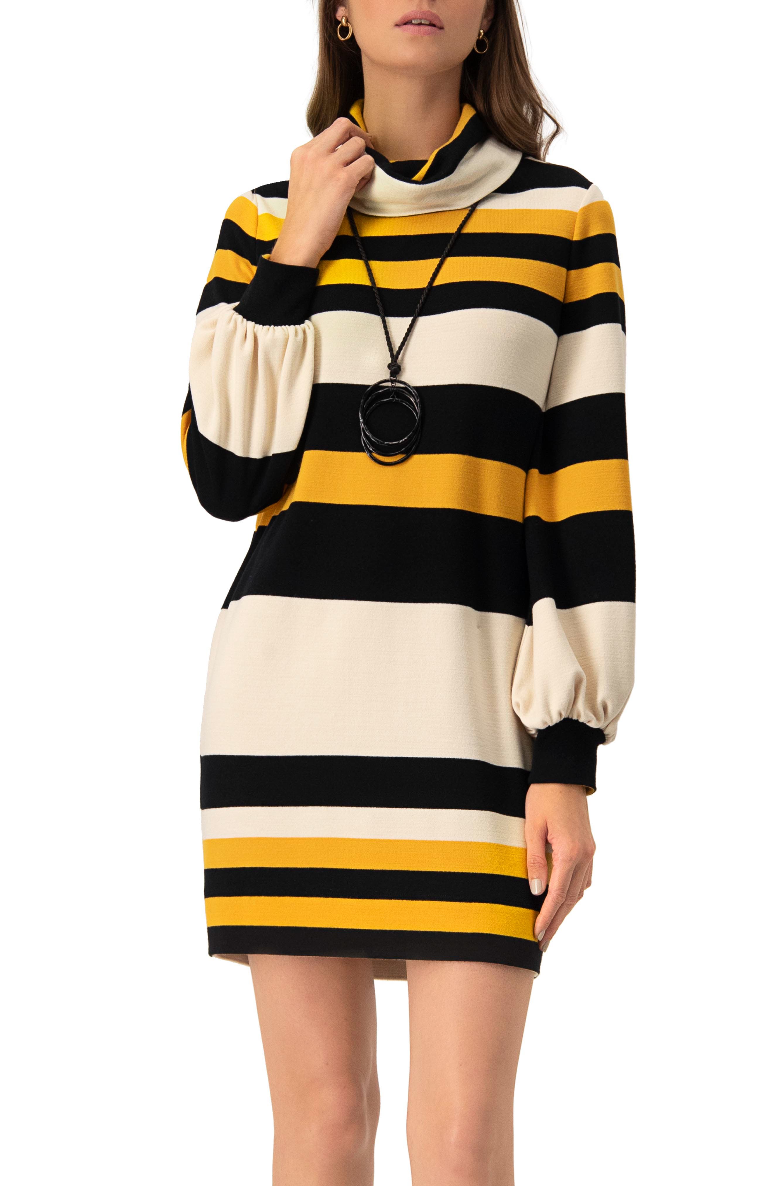 Long Sleeve Color Block Shift Dress