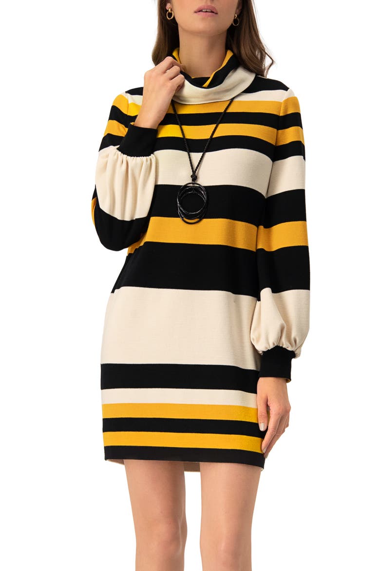 Long Sleeve Color Block Shift Dress, Main, color, Striped