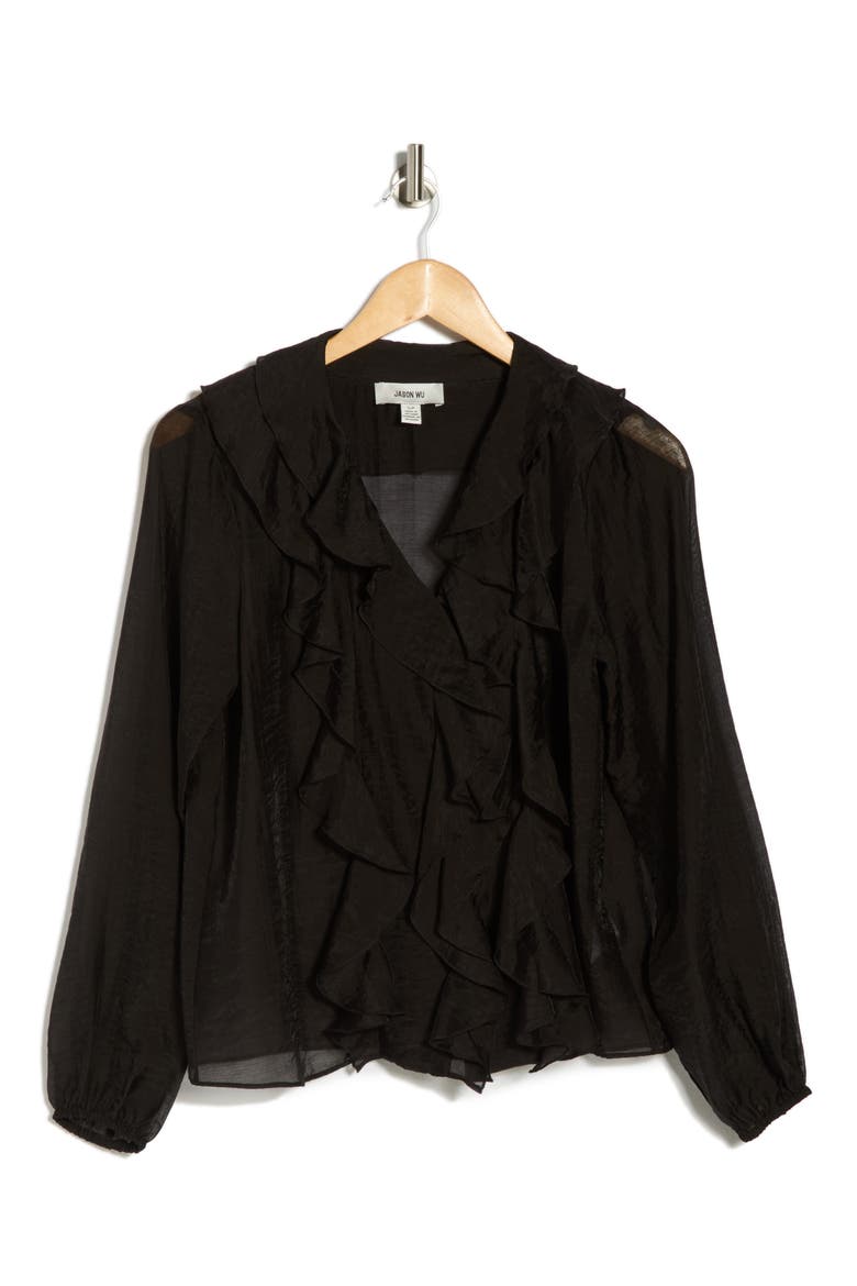Ruffle V-Neck Long Sleeve Top (Women) | Nordstromrack